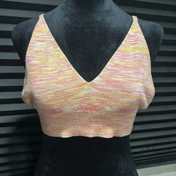 Callahan Knitwear Cropped LS Cardigan Bralette Pink &‎ Orange Set Large  NWT - Picture 2 of 14